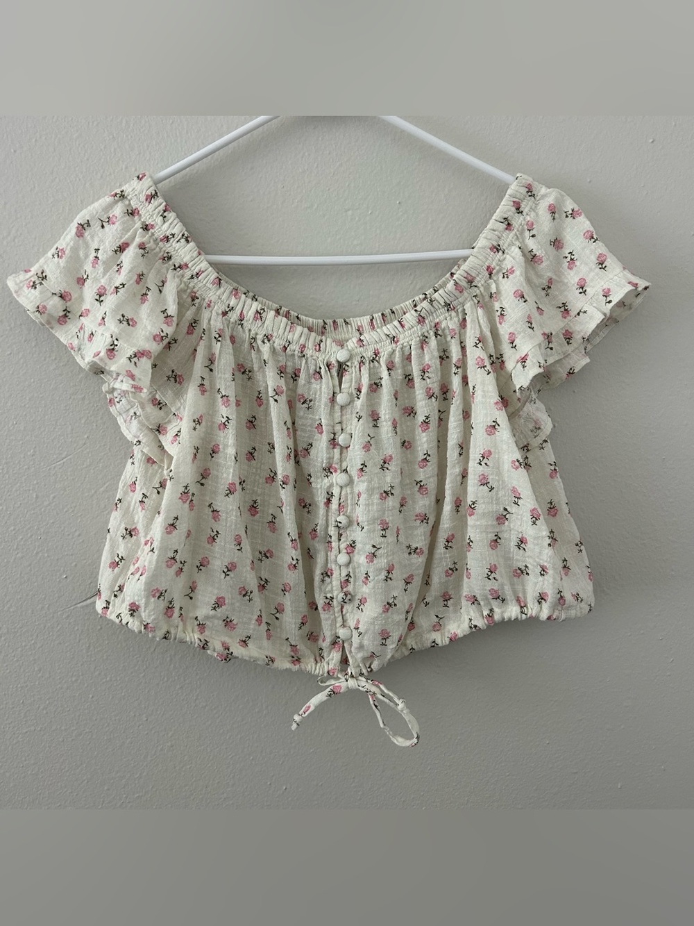 Urban Outfitters Out From Under Floral Button Front Crop Top Size M Coquette NWT